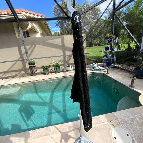 Betsey Johnson Black Lace Peplum Top with Button Detail - Picture 8 of 8